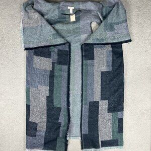 Mugg Poncho Topper Womens Blue Grey Cape Sweater Cardigan Wrap Vest Sweatshirt 2